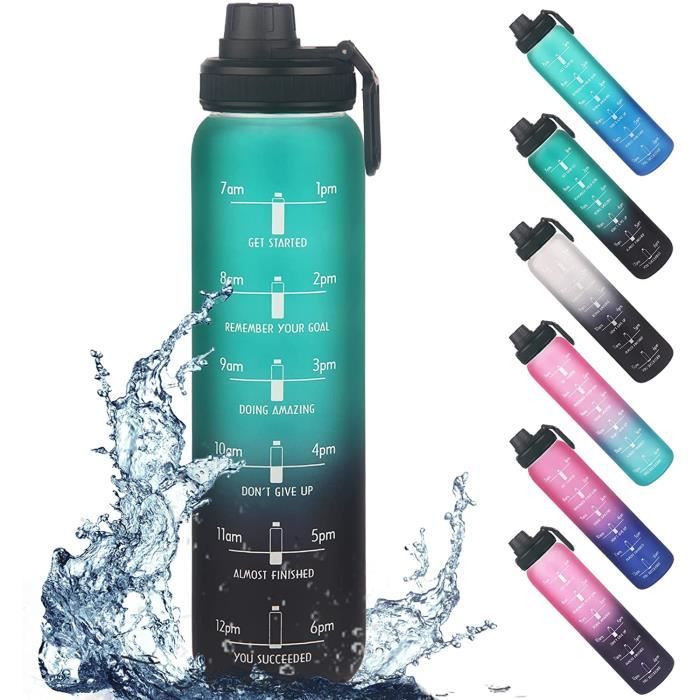 1.5L- 52Oz Bouteille D'Eau Gourde Sport Avec Marqueur De Temps De