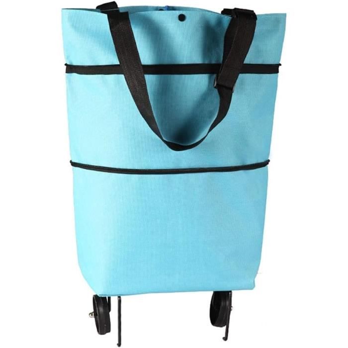 Chariot De Courses Pliable 23L Aieino – Sac à Roulettes Isotherme Bleu – Renard