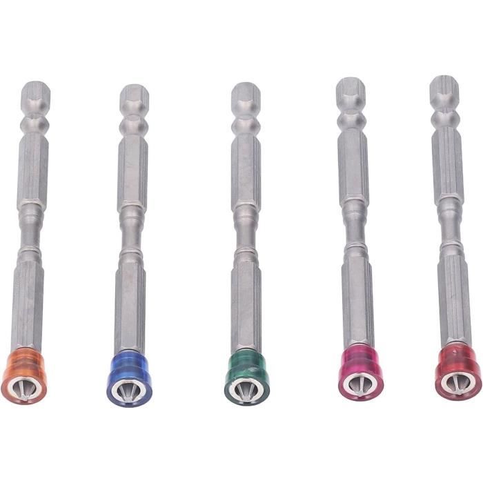 Lot De 5 Embouts De Tournevis Magnétiques Hexagonaux 150 Mm - Tailles H2.5, H3, H4, H5, H6, Tige 6.35 Mm, Acier Traité Anti-rouille