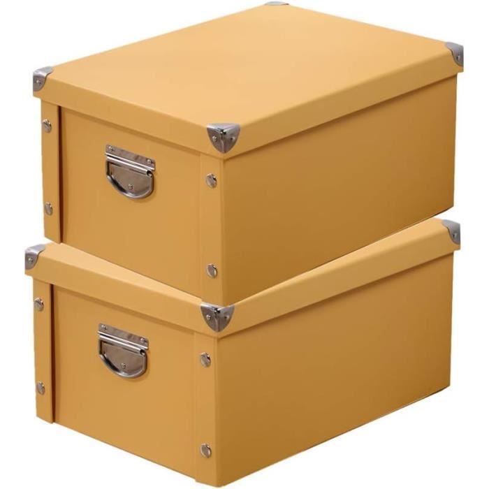 boite de rangement décorative en carton avec couvercle et poignées