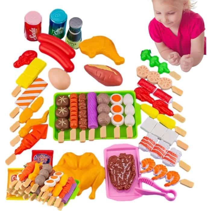 Gril Jouet  Kit de Jeu de Barbecue et Accessoires pour Enf-ant - Jouets de cuisine pour enf-ants BBQ simulés - Ensemble de Jouets