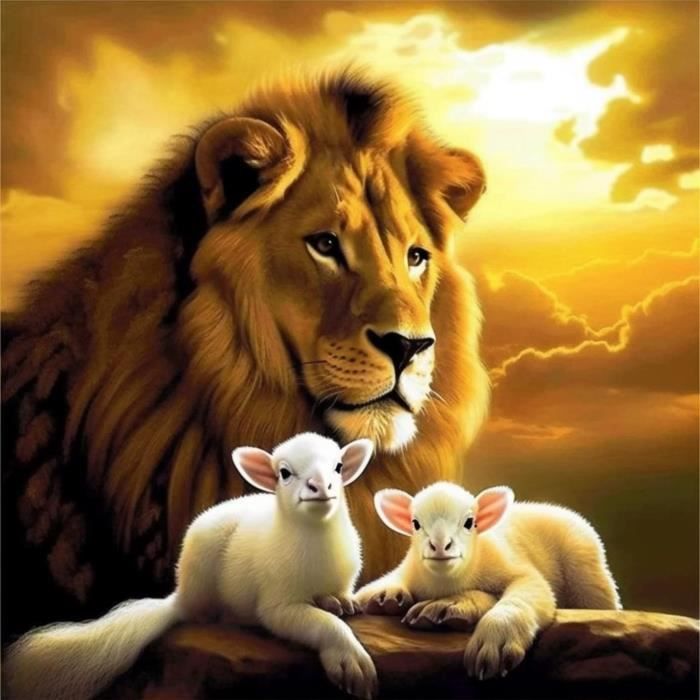 Diamond Painting Complet, Mouton Animaux Rose Fleurs Diamant Painting Diy 5D Mosaïque Peinture