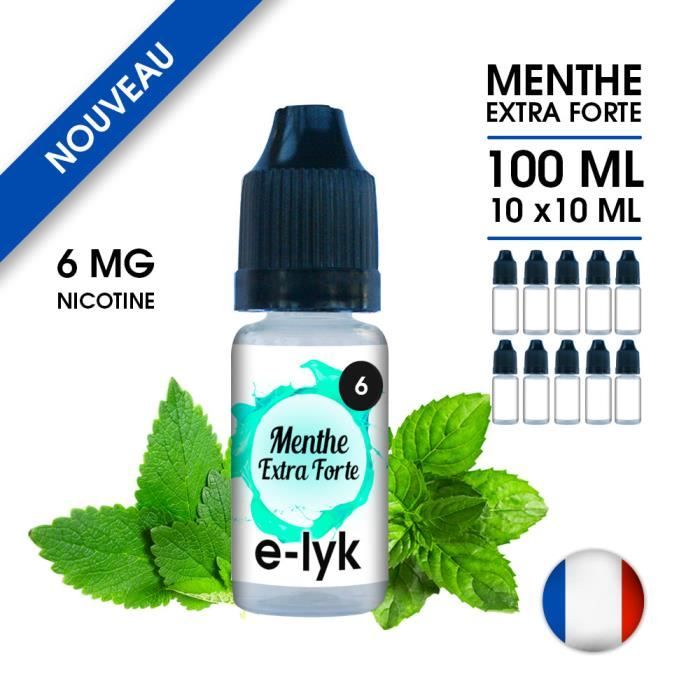 E-liquide saveur Menthe Extra Forte 100 ml en 6 mg de nicotine - 10 x 10 ml  - marque E-lyk - Cdiscount Au quotidien