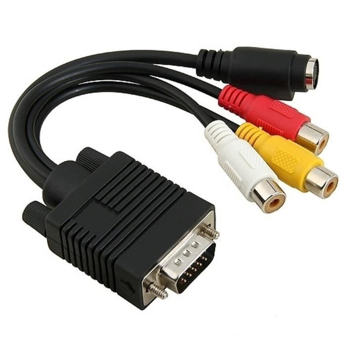 NEUFU Câble VGA SVGA à SVIDEO 3 RCA Convertisseur Adaptateur à