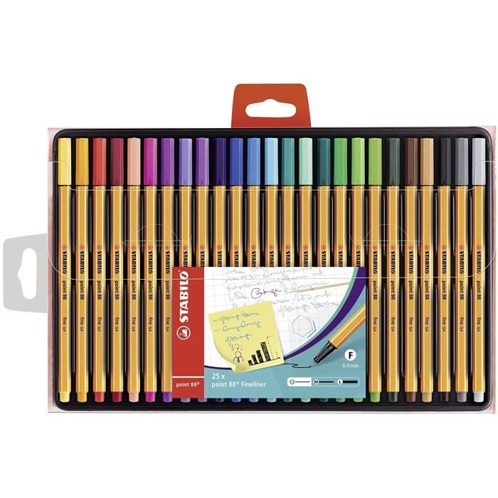 Stylo feutre pointe fine - STABILO Point 88 - Coffret 25 stylos-feutres -  Coloris assortis - Cdiscount Beaux-Arts et Loisirs créatifs