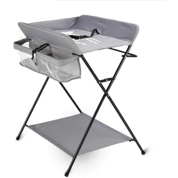 Table à Langer Pliable Drumm Avec Roues - Harnais Et Panier - Réglable Hauteur