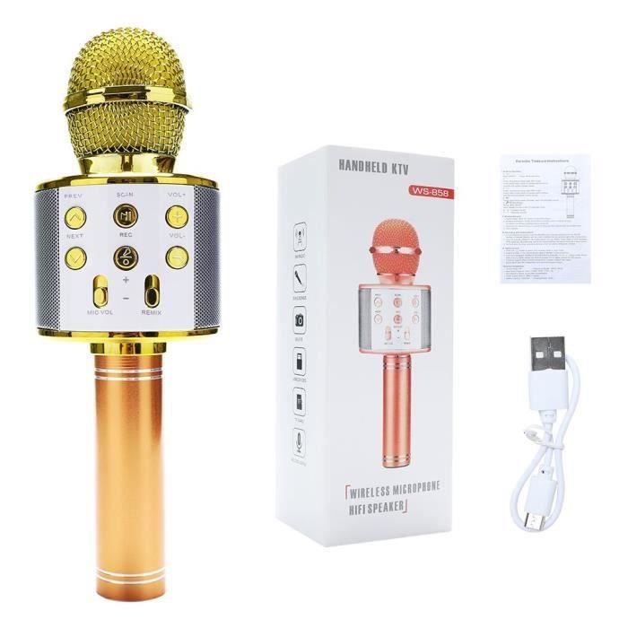 Le noir - Microphone karaoké sans fil WS 858, USB, professionnel