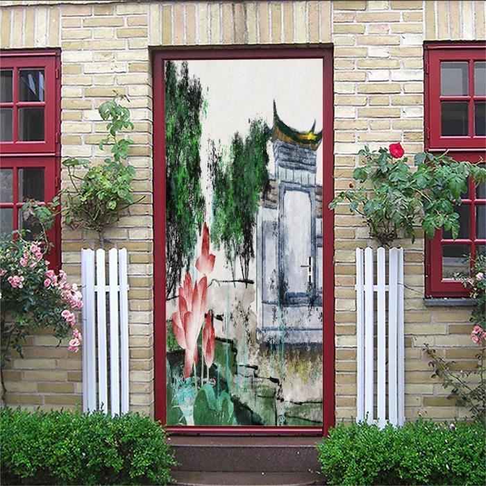 Autocollant Porte 3D Graffiti - 95x215 Cm - PVC Imperméable Amovible - Déco Chambre/Bureau - Style Urbain