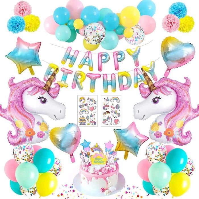 Mmtx Decorations Anniversaire Licorne Fille Deco Anniversaire Fille 1 An Gateau Licorne Kit Anniversaire Fille Avec 2 Enorme Licorne Cdiscount Maison