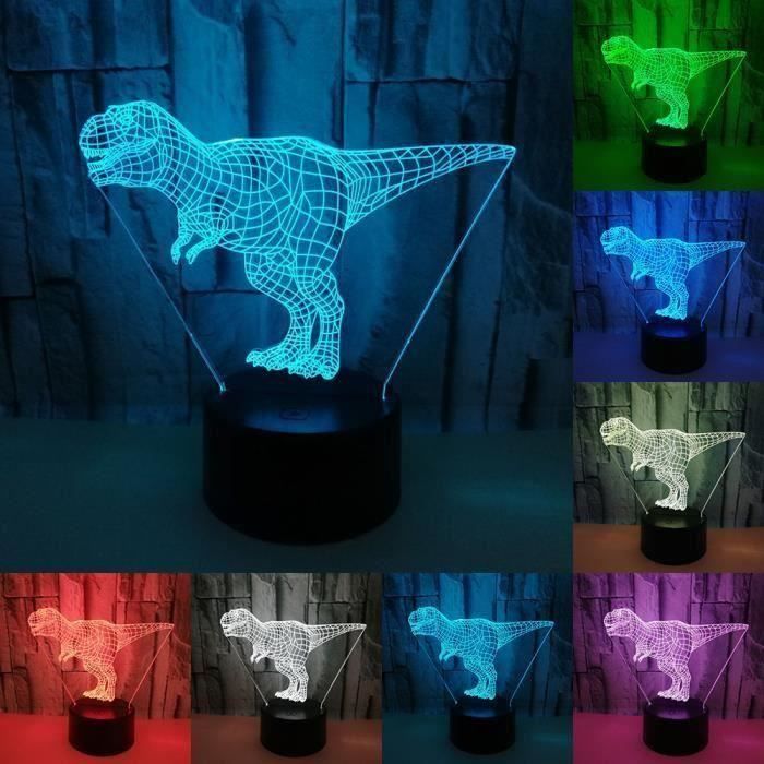 Lampe 3D LED - Dinosaure - C033B8 - 7 Couleurs - 1 W - Décoration Enfant
