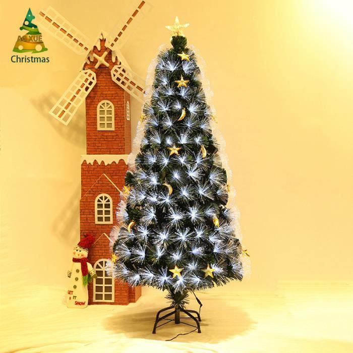 Sapin de Noël Artificiel Lumineux avec Fibre Optique, Petit Arbre De