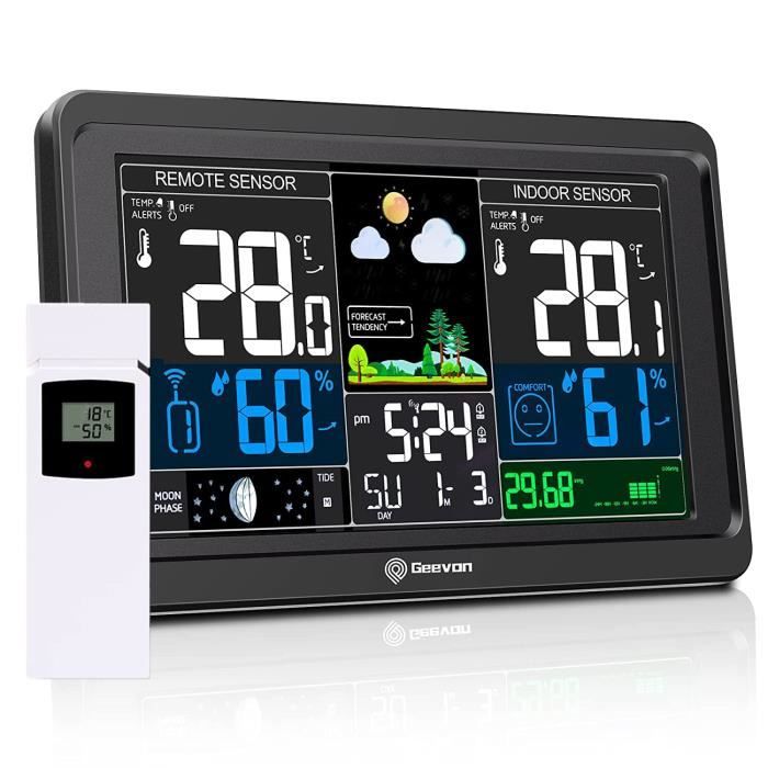 Station Météo Sans Fil Geevon - Avec Capteur Extérieur, Prévisions, Température/humidité Int/ext