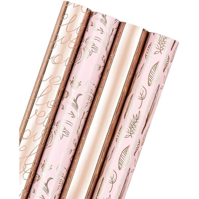 RUSPEPA Rouleau De Papier DEmballage Cadeau Emballage Cadeau De Pâques Mariage 30 Pouces X 120 Pouces Par Rouleau 4 Rouleaux Design Floral Vibrant Pour Anniversaire Fête Des Mères 