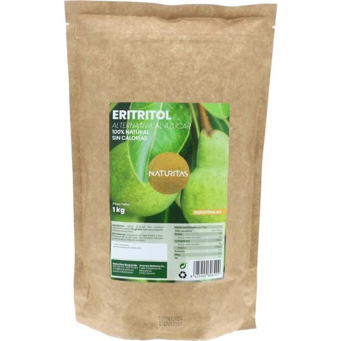 Naturitas Erythritol 1kg, Il n'a pas de calories, Convient pour  végétalien, Parfait pour perdre du poids
