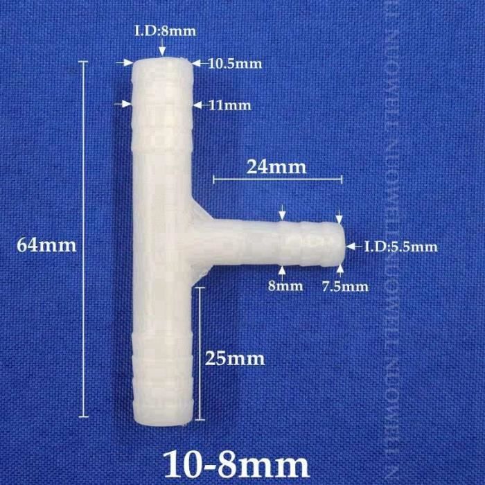 Lumonic I Tuyau PU Connecteur En Y Réduction I 10mm -> 2x8mm