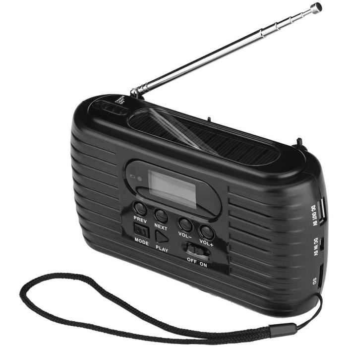 Radio AMFM Solaire à manivelle Portable, Lecteur MP3 extérieur