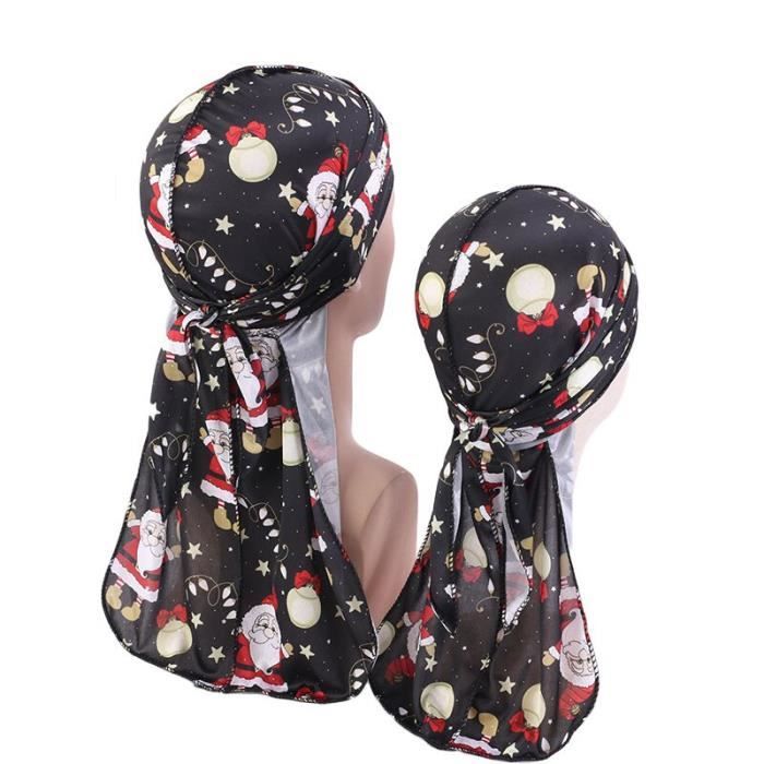 Casquette Durag De Noel Pour Papa Et Bebe Foulard Soyeux Turban Bandanas Accessoires Pour Cheveux Type Black Set Cdiscount Pret A Porter