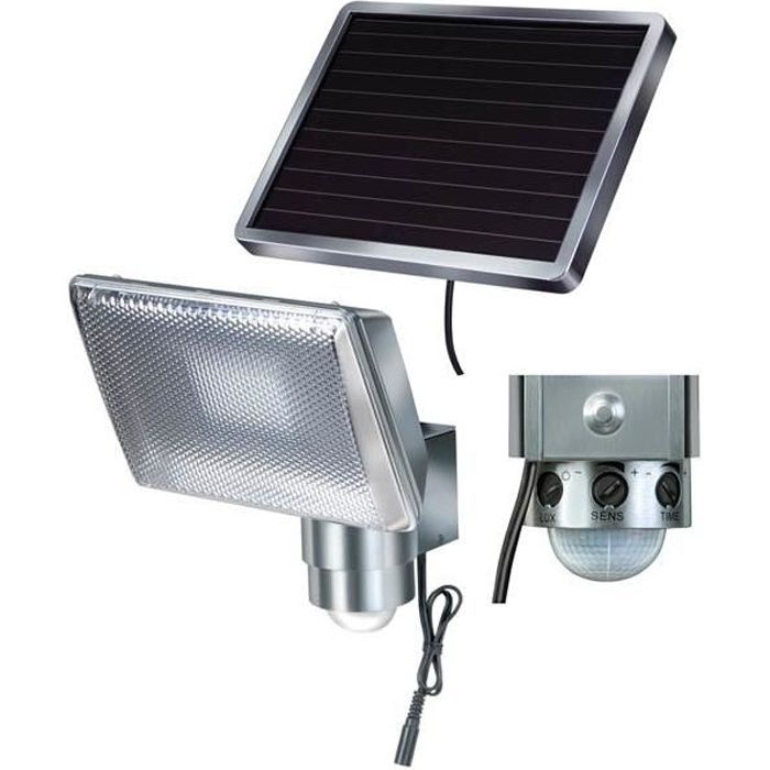 Lampe Led solaire - BRENNENSTUHL - Sol 80 - Aluminium - Détecteur de mouvement - 350 lm