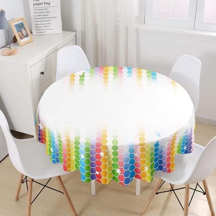 Nappe Ronde Anti-Taches 150cm Orange - Bord Élastique Imperméable Pour Table Ronde