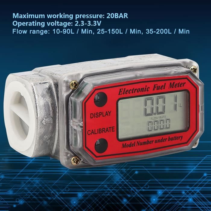 Débitmètre Numérique Turbine 10-200L/h - Compteur Essence/kérosène | Mesure Précise
