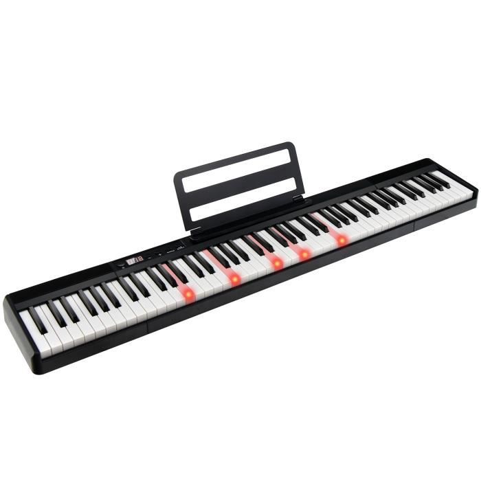 Piano Numérique 88 Touches Semi-lestées DREAMADE - Support Réglable, Haut-parleurs Doubles, Pédales - Pour Débutants Et Pros - 10