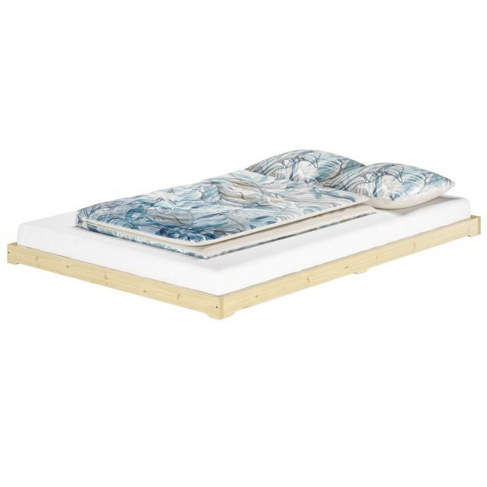 lit futon en bois très bas, base idéale pour combiner avec futon, surface 200x200 cm v-60.47-20 [sans accessoires]