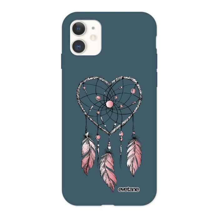 Coque pour iPhone 11 Silicone Liquide Douce bleu nuit Attrape coeur Ecriture Tendance et Design Evetane