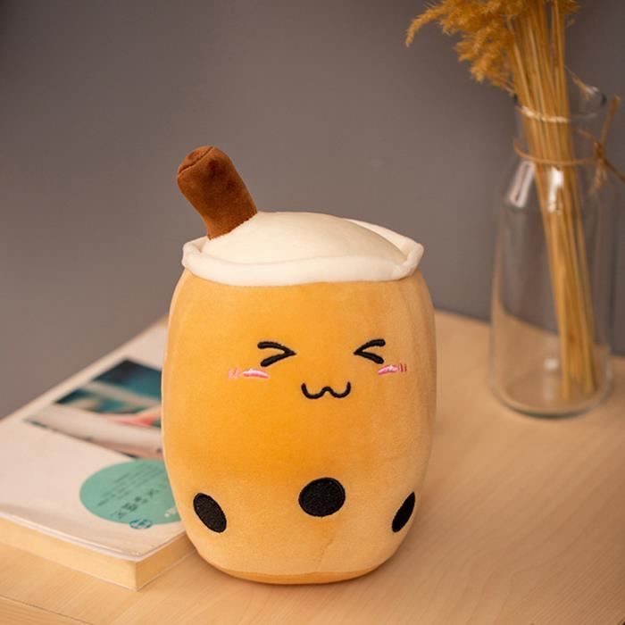 Oreiller en peluche - Bubble Tea - Thé au lait Boba - Fraises - Dessin Oreiller en peluche - Bubble Tea - Thé au lait Boba - Fraises - Dessin