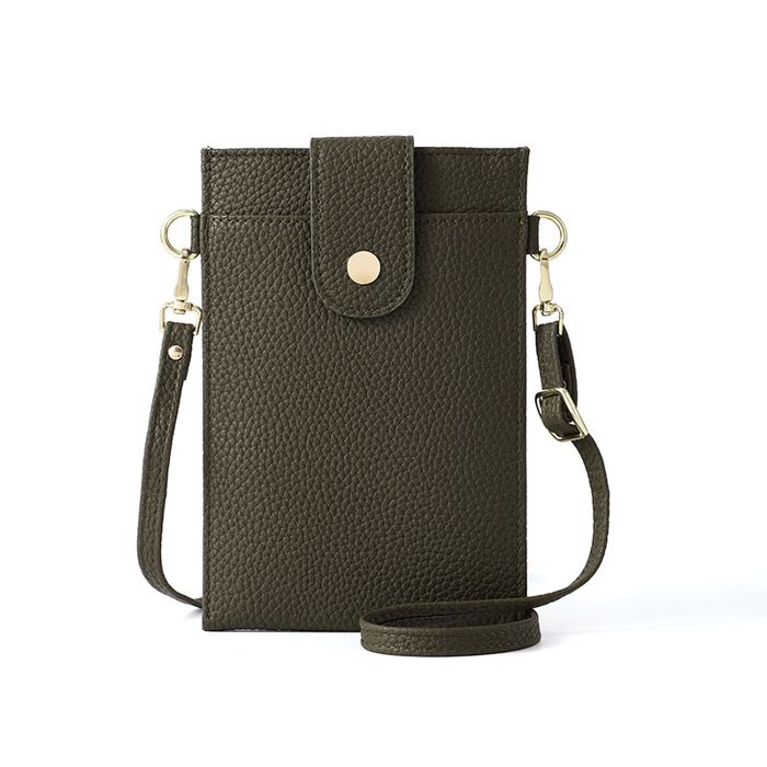 Sac à Bandoulière En Cuir Souple pour Femmes Sacoche Minimaliste pour Téléphone Portable Noir