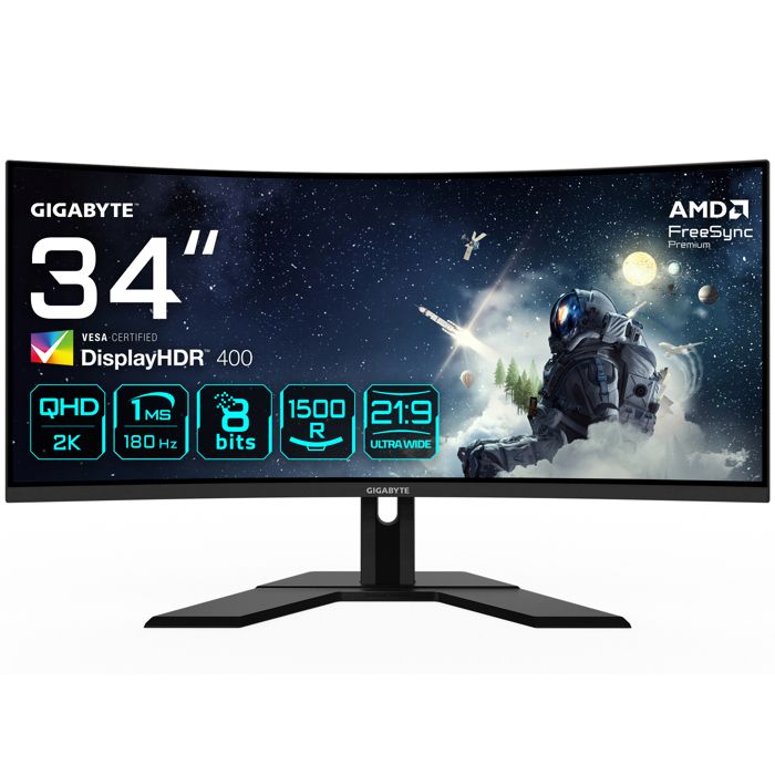 Moniteur Gaming - GIGABYTE - G34WQCP - 34 Courbé - WQHD 3440 x 1440 - 180Hz 1ms FreeSync Premium