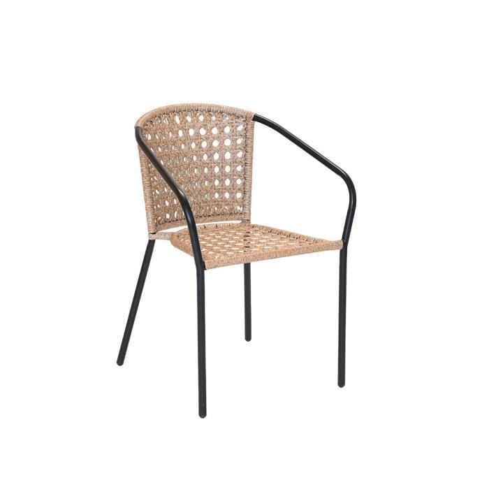 fauteuil de jardin en résine tressée imitation rotin cocos - jardiline 56 x 55 x 78 cm beige