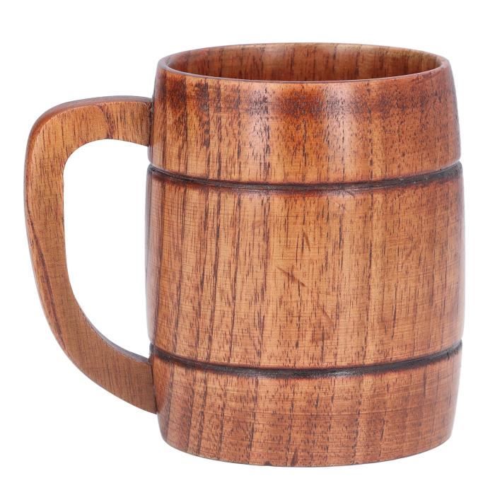 Tasse à Bière En Bois, 300 Ml, Tasse En Bois Avec Poignée