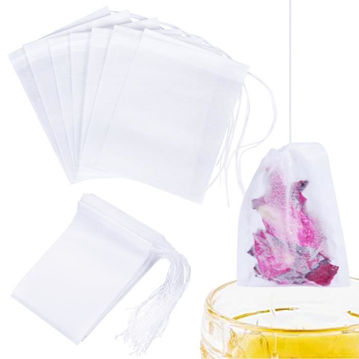 100Pcs Sachets de Thé Vide avec Cordon, Sachets Filtre à Thé Jetables, 6 cm x 8 cm Cdiscount
