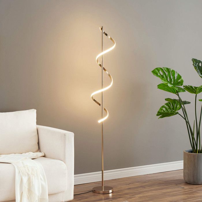 Grande lampe LED cascade spirale dorée - Simaria