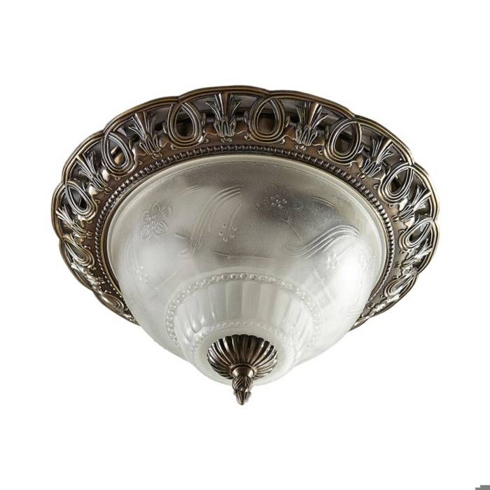 Plafonnier - Lindby - lampe de plafond - Verre - laiton ancien transparent