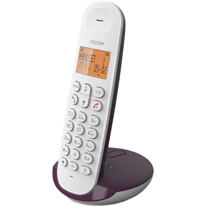 Téléphone fixe sans fil - LOGICOM - DECT ILOA 155T SOLO - Aubergine - Avec répondeur