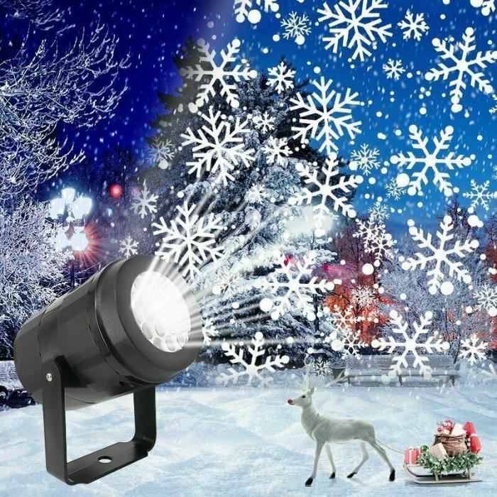 Lampe de projecteur Décor fête Lumière de projection extérieur de lumière  projecteur de laser de flocon de neige mobile de Noël LED - Cdiscount Maison