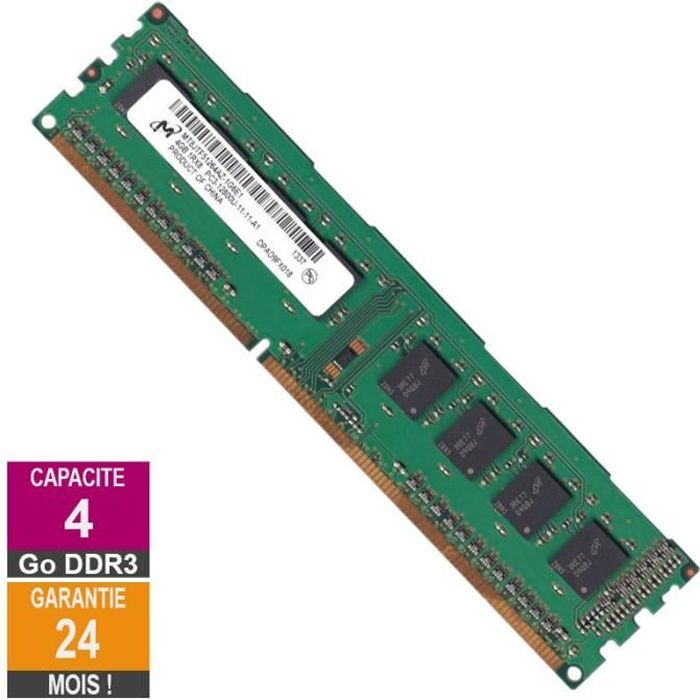 Achat Memoire PC Barrette Mémoire 4Go RAM DDR3 Micron MT8JTF51264AZ-1G6E1 DIMM PC3-12800U pas cher