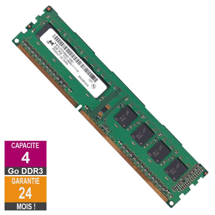 Vente Memoire PC Barrette Mémoire 4Go RAM DDR3 Micron MT8JTF51264AZ-1G6E1 DIMM PC3-12800U pas cher Vente Memoire PC Barrette Mémoire 4Go RAM DDR3 Micron MT8JTF51264AZ-1G6E1 DIMM PC3-12800U pas cher