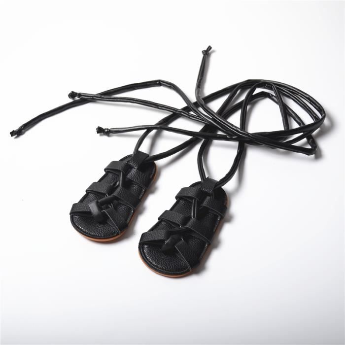 Bebe Sandales D Ete Chaussures Doux Plage Bebe Filles Roman Sandales Anti Derapant Marchettes Pantoufles Infantiles Cross Straps Noir Cdiscount