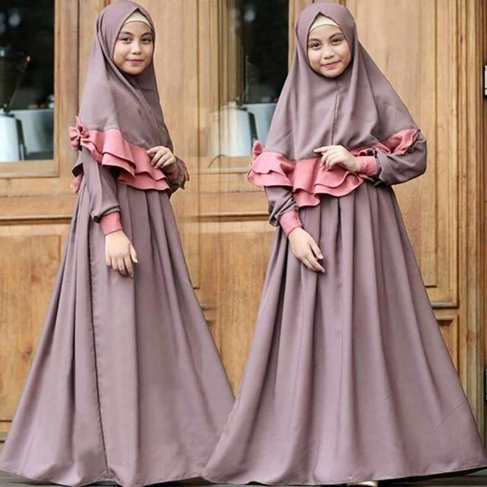 2 7 Ans Fille Enfant Robe Longue Musulman Islamique Abaya Violet Avec Hijab Violet Achat Vente Robe Cdiscount