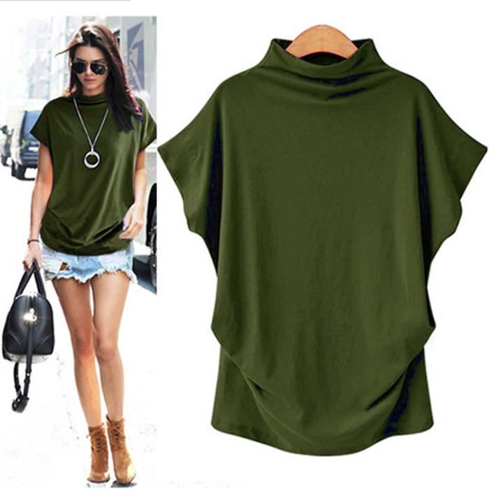 Pull,Pull à manches courtes et col rond pour femme, vêtement