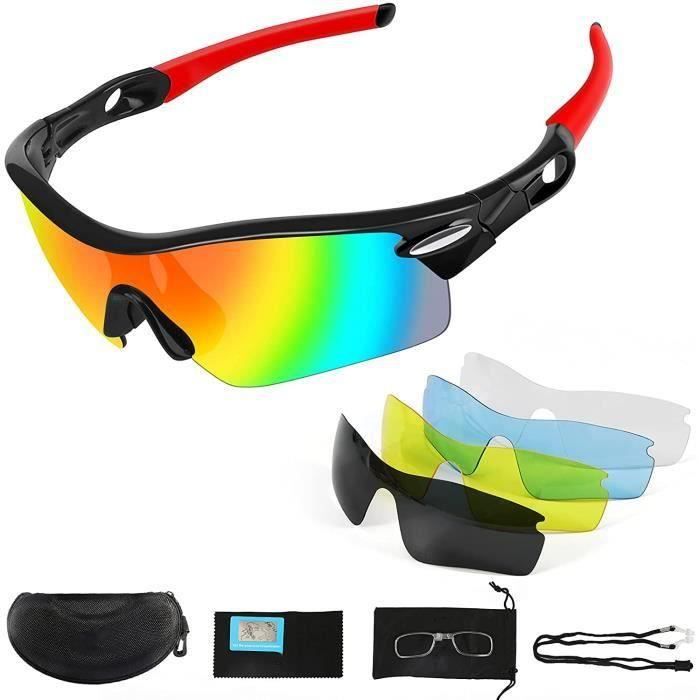 Lunettes De Cyclisme Polarisées - 5 Verres Interchangeables - UV400 - Pour Vélo, Running, Sport Outdoor