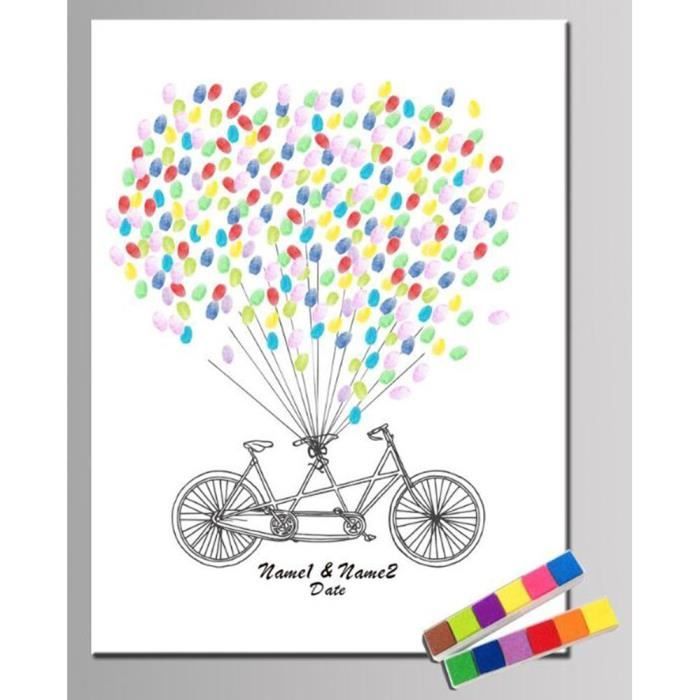 Tableau A Empreintes Pour Les Evenements Comme Mariage Anniversaire Bapteme Communion Deux Cartouches Colorees Offertes Achat Vente Toile Tableau A Empreintes Pour Cdiscount