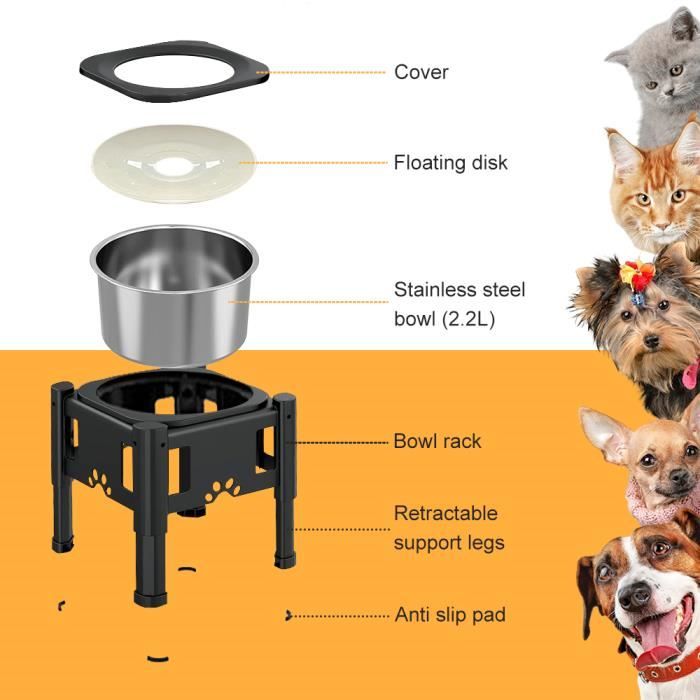 Comparer les prix de Gamelle noire pour chien et chat - OHMG - Relevable - 3 hauteurs