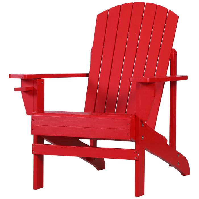 Fauteuil Jardin Adirondack Outsunny - Bois Sapin Traité Marron - Porte-Gobelet Intégré