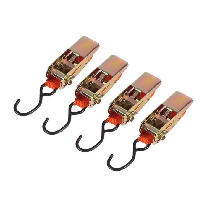 4 Sangles à Cliquet CLIUNT - 2,5cm X 2m - 800kg De Résistance - Idéal Pour Transport, Camping, Moto