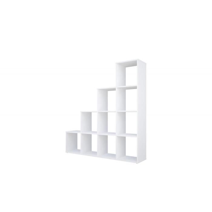 polini kids etagères bibliothèque séparateur de pièce regal 10 cubes blanc l 137,6 x p 29 x h 142 cm.