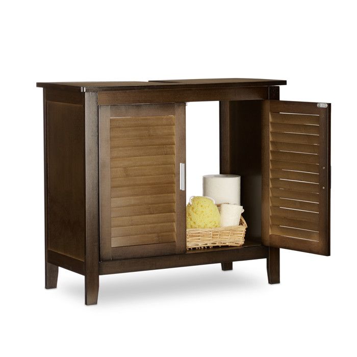 Relaxdays Meuble sous lavabo bambou mobilier sous vasque rangement salle de bain HLP: 60x67x30 cm marron foncé