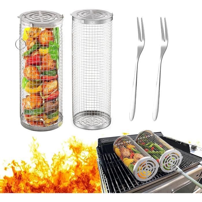 Panier De Gril Roulant | Paniers De Barbecue En Acier Inoxydable | Outils De Cuisson De Grils De
